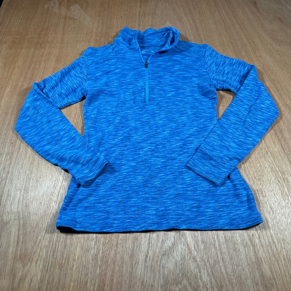 Columbia Pullover Women Medium Blue Space Dye Quarter Zip Long Sleeve AL6009